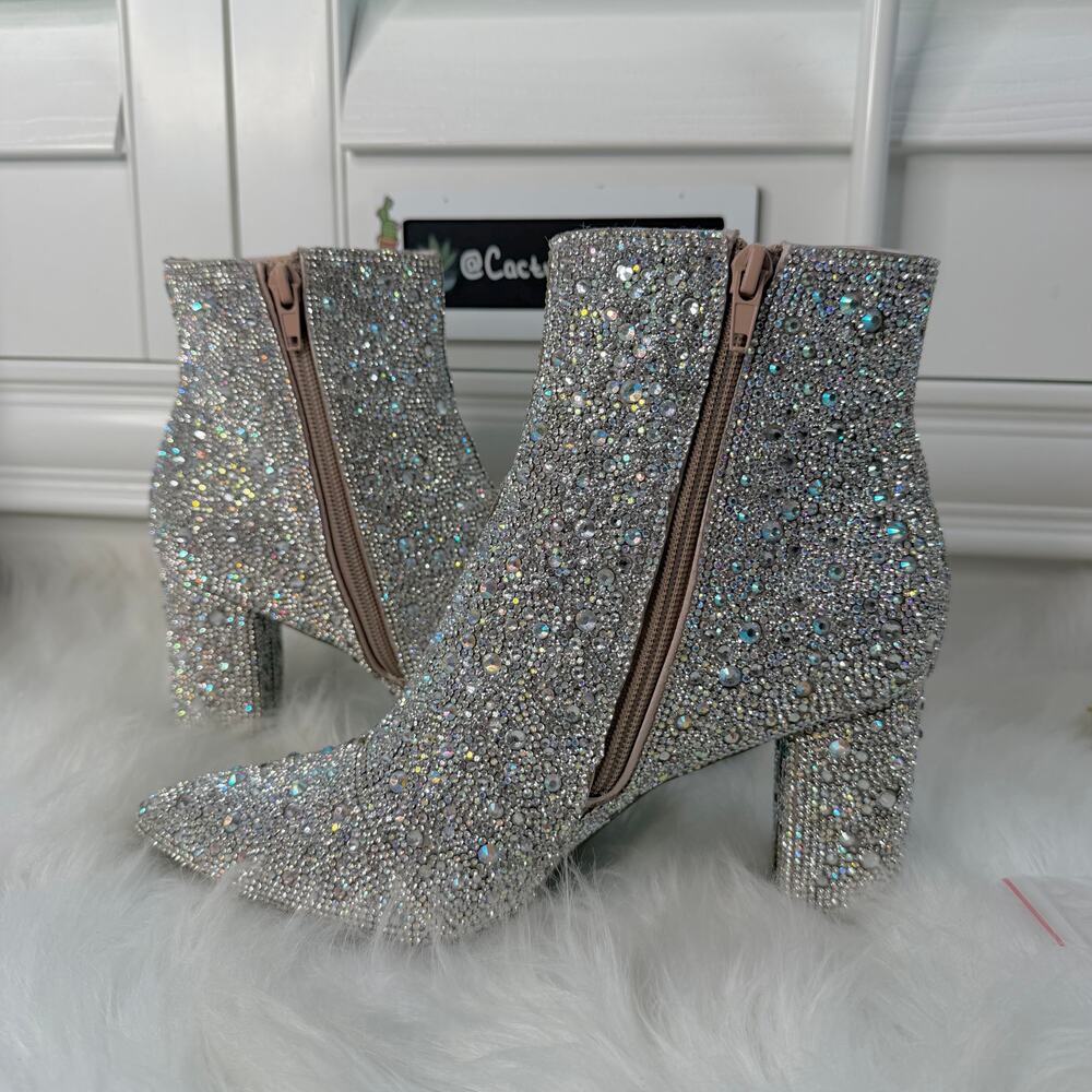 EUC Betsey Johnson Cady Rhinestone Booties Size 7 - Picture 3 of 11